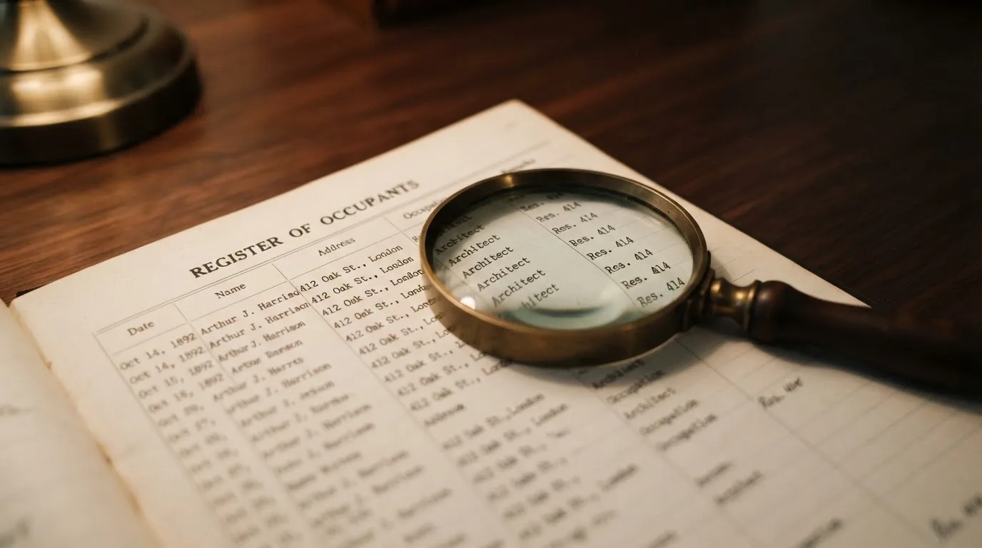A magnifying glass rests over a printed regulatory certificate on a wooden desk.
