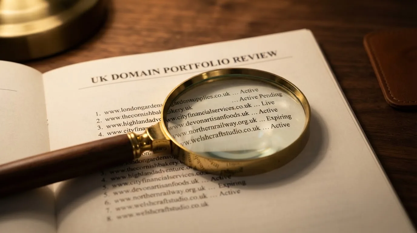 A magnifying glass rests over a printed regulatory certificate on a wooden desk.