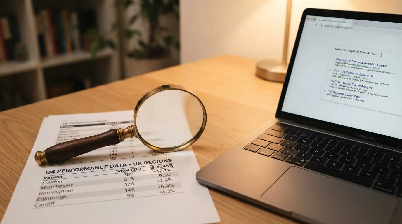 A magnifying glass resting on a printed page of licence numbers next to an open laptop showing a regulator's search tool.